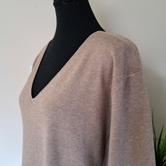 Splendid Sweater V-Neck Camel Tan Neutral Colour Women's Small Tunic Knit Top - Picture 13 of 16